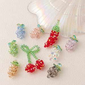 Ramo de Dijes de Frutas con Cuentas |   Colgante de Cristal Facetado Hecho a Mano con Forma de Uva, Cereza y Chile para Joyería DIY, Bolsos y Accesorios de Ropa - Product Image 2