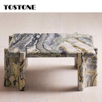 Table basse en marbre massif Tostone Modern Natural Rosso Lavento Red, forme ronde, taille personnalisée, pour la décoration de villa.