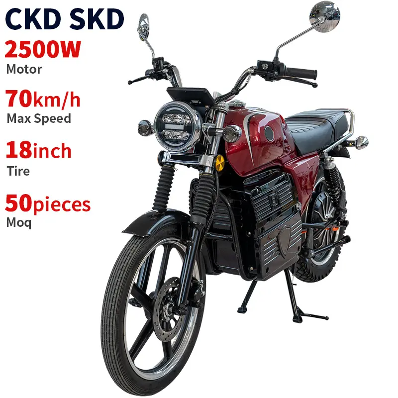 CKD SKD 18 pulgadas neumático 2500W nuevo diseño motocicleta eléctrica 70 km/h Velocidad máxima 2 ruedas motocicleta eléctrica motocicletas de carreras rápidas