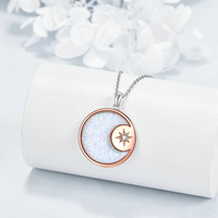 Fine Jewelry Collier pendentif étoile opale blanche ronde en argent sterling 925 plaqué or rose