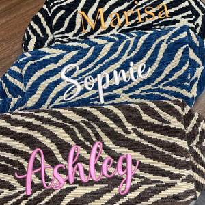 Customized Personalized Embroidered Zebra Makeup <b>Bag</b>, Custom Bridal Party Cosmetic <b>Travel</b> Pouch, Bridesmaid Gift Birthday Gift - Product Image 6