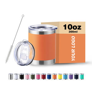 أكواب برتقالية سعة 10 أونصات للطباعة، أكواب منخفضة الدهون مع غطاء، أكواب قهوة صغيرة لطيفة بشعار مخصص لأعياد الميلاد والمهرجانات - Product Image 1