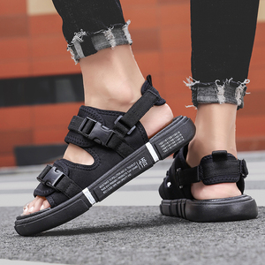 Unisex düz plaj slaytlar Sandal rahat moda yumuşak rahat kolay eşleştirme kanca & döngü ayarlanabilir boyutu - Product Image 6