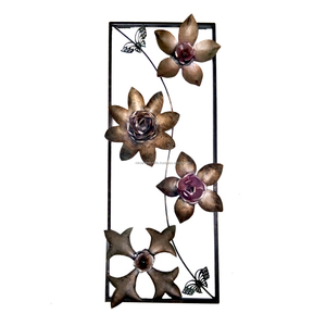 Arte de METAL hecho a mano, marco de flores y flores marrones - Product Image 3