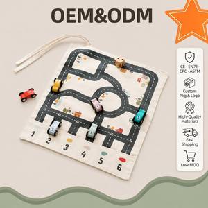 Jouets <span class=keywords><strong>Montessori</strong></span> pour enfants, voitures en bois multifonctions, jeu de piste en toile, jouets éducatifs précoces pour enfants en bas âge - Product Image 1