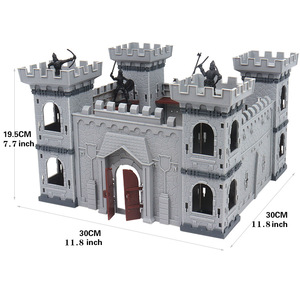 Jeu de Rôle Imaginatif pour Enfants 4-6 Ans : Ensemble de Soldats en Plastique Éducatif avec Grand Château <span class=keywords><strong>du</strong></span> Royaume des Chevaliers et Figurines Cool Argent/Noir - Product Image 5