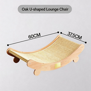 Lit grattoir pour <span class=keywords><strong>chat</strong></span> en sisal naturel pour chats de grande taille d'intérieur, hamac moderne en bois pour <span class=keywords><strong>chat</strong></span>, meuble durable pour <span class=keywords><strong>chat</strong></span> avec tapis à gratter - Product Image 5
