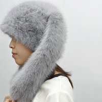 Bonnet d'hiver Y2K avec oreilles de lapin amusantes et mignonnes, en fourrure pelucheuse et chaude, motif lapin malicieux, couleur bonbon, avec lettres, pour l'extérieur
