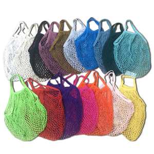 Bolsa de malla de algodón al por mayor con asa larga, reutilizable, ecológica, de lona, para compras, con logotipo personalizado - Product Image 2