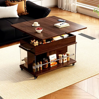 Table basse en pierre de luxe léger avec rangement extensible, design pliable, hauteur réglable et chariot mobile pour salon