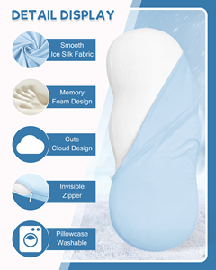 Oreiller ergonomique en mousse à mémoire de forme, forme irrégulière, bleu uni, pour le soutien du sommeil - Product Image 3