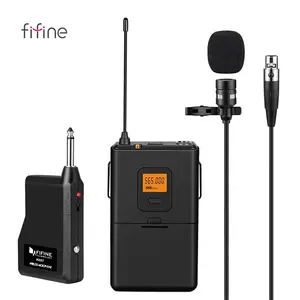 Fifine microfone de lapela k037 uhf, microfone wireless e com clipe de gravação, ensino profissional, lavalier