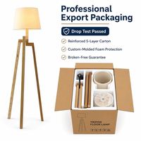Lampe sur pied en bois LED avec abat-jour en tissu blanc, design minimaliste moderne, base à douille E26/E27 pour salon, chambre à coucher