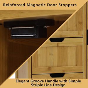 Casier autoportant personnalisable à 4 tiroirs en bambou 2 étagères amovibles pour la maison Cabinet organisateur populaire pour le rangement du salon de la chambre à coucher - Product Image 3