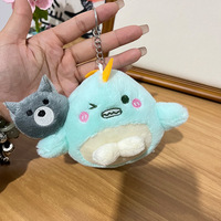 Mignon nouvelle couleur correspondant petit dinosaure en peluche poupée porte-clés en peluche petit pendentif Dragon vêtements sac porte-clés
