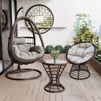 Fauteuils suspendus : Balançoires doubles en rotin pour balcon intérieur, Nids d'oiseaux suspendus, Balançoires pour adultes pour cour extérieure et maison