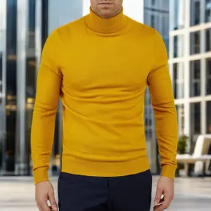 Modischer Kaschmir pullover für Herren Solid Pattern Anti-Pilling Computer Strick Roll kragen pullover für den Herbst