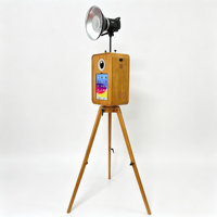 Set Photo Booth Kayu Vintage untuk Pernikahan, Kompatibel dengan Kamera DSLR Digital, Smartphone, iPad, Kapasitas 15 Orang, Cetak Instan
