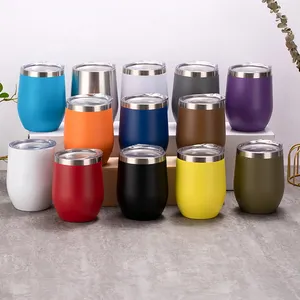 12oz thẳng thăng hoa rượu vang Tumbler xách tay tái sử dụng trứng hình dạng biểu tượng tùy chỉnh kim loại cup Wedding party Holiday cách điện Mug