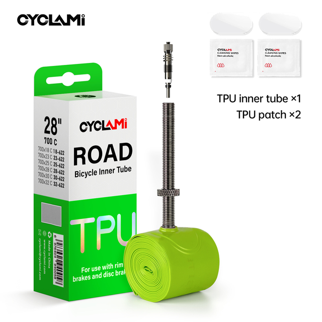 CYCLAMI Ultra-light 700C 18-32 TPU Inner Tube for Road Bike Bicycle Inner Tube with Free Tire Repair Patch 700C 45mm 60mm 80mm