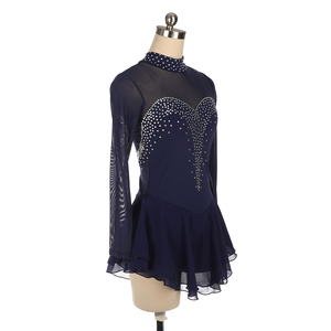 Robe de Skate pour <span class=keywords><strong>femme</strong></span>, cuissard de mode, tissu élastique fait à la main, dos nu, avec strass brillants, couleur noire - Product Image 4
