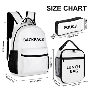 Borsa sportiva personalizzata a sublimazione zaino per studenti in tre pezzi con borsa da pranzo per studenti <span class=keywords><strong>e</strong></span> astuccio zaino per studenti - Product Image 3
