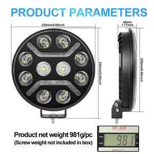 Lampe de travail de 9 pouces pour camion, lampe <span class=keywords><strong>LED</strong></span> 12v <span class=keywords><strong>24v</strong></span>, feux hors route, barre lumineuse sur le toit, usage universel, mise à niveau de rétrofit, lumière de tracteur <span class=keywords><strong>LED</strong></span> - Product Image 5