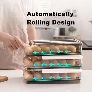 Plastic Multi-Layer Stackable <b>Automatic</b> Rolling Container Refrigerator Egg Holder Storage Box Household Fridge Organizer - Product Image 3