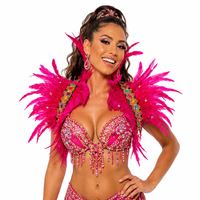 Ornement de costume de mode surdimensionné orné de pierres précieuses, plume d'épaule pour événement de carnaval, spectacle de danse