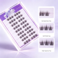 Extensions de cils en bande complète 0,05 mm en gros, auto-adhésives, imperméables, en grappe, en cheveux synthétiques, faux cils