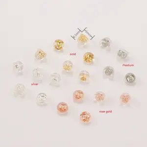 Brass Metal Silicone <strong>Rubber</strong> Silica Gel Real Gold Ear Plugs <strong>Earring</strong> <strong>Backs</strong> for Stud <strong>Earrings</strong> 5mm - Product Image 1