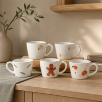 Tasses illustrées peintes à la main SWT : des couleurs ludiques pour des moments de cuisine européens et américains au quotidien