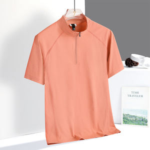 Camisa de manga corta personalizable estilo Hong Kong para hombre, camisa de ocio de negocios, nuevo cuello de seda helada, lona suelta de talla grande, sólido, Popular - Product Image 2