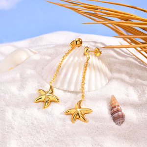 Nuova Tendenza Moda Estiva Gioielli da Spiaggia Impermeabili <span class=keywords><strong>Orecchini</strong></span> Pendenti <span class=keywords><strong>a</strong></span> <span class=keywords><strong>Stella</strong></span> <span class=keywords><strong>Marina</strong></span> in Acciaio Inossidabile Placcato Oro PVD per Donne - Product Image 2