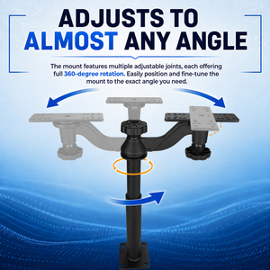 Velpaw <b>Adjustable</b> Telescoping 360 Degree Rotating Aluminum Alloy Fish Finder Mount for Boats 15-20.7 Inch Height Fits 5-12 Inch - Product Image 2