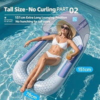 Hamac gonflable flottant avec auvent détachable, grand matelas pneumatique en PVC pour piscine, transat flottant pour adultes, été, piscine, lac