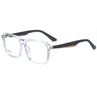 Monture de lunettes optiques unisexe tendance, transparente, à monture complète, en acétate doré, style aviateur, pour adultes