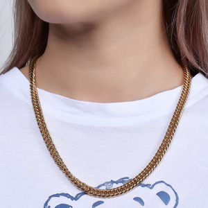 Collar de Cadena Cubana de 7MM, Dorado, 50CM, Aleación de Zinc, para Uso Diario, Regalo, Joyería - Product Image 1
