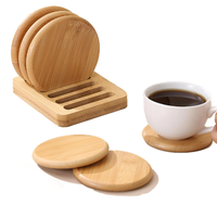 Ensemble de sous-verres en bambou naturel personnalisé avec support, 6 pièces, réutilisables, protection de table, tapis et coussinets de bureau