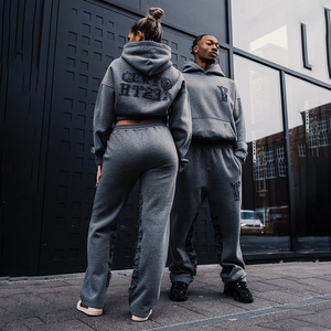 Tuta da Uomo Completamente <span class=keywords><strong>Nera</strong></span>, Miglior Set Felpa e Pantaloni in Spugna Francese con Ricamo Applicato, 100% Cotone Terry, Set Jogger con Zip - Product Image 3