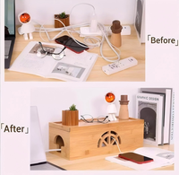 Boîte de gestion de câbles en bambou, organisateur de fils domestique avec couvercle, boîte de rangement pour prises électriques, cache-câbles simple pour bureau