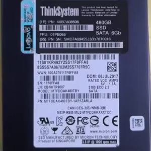 Thinksystem 4XB7A08506 01PE066 480GB SSD SATA ฮาร์ดไดรฟ์6GB - Product Image 1