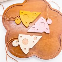 Cute Handmade Genuine Leather Cheese Keychain Cute Bag <strong>Charm</strong> Car Key Accessory Unique Small Gift