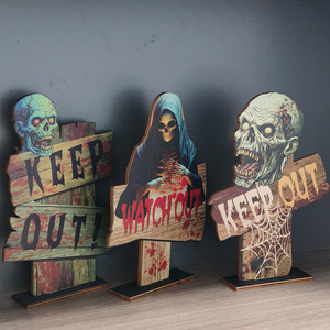 Nuovo ornamento di decorazione Desktop di Halloween in legno, zucca, Zombie, scheletro, vacanze in famiglia oggetti di scena per l'atmosfera - Product Image 4