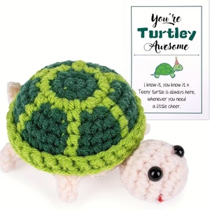 Handmade Crocheted <b>Turtle</b> Ornament Green Polyester Mini Size with Card-Valentine's Day Gift for Home Decor - Product Image 3