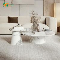 Table basse de salon en marbre MT STONE avec base sphérique, design moderne, personnalisable, qualité supérieure, livrée en caisses en bois