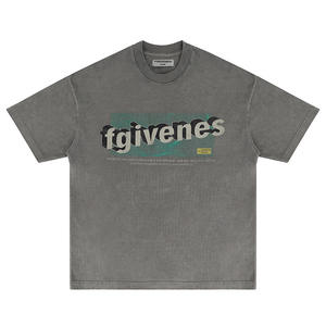 T-shirt pour homme en coton ample à manches courtes, tricoté uni, surdimensionné, délavé à l'acide, design personnalisé, 240 g/m² - Product Image 6