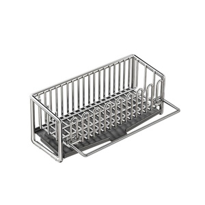 Égouttoir à éponges de cuisine moderne pour hôtel, en acier inoxydable, support mural pour torchons, compatible avec robinet à bord étroit, rangement pour évier - Product Image 2