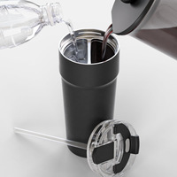 Tasse à café en acier inoxydable à double boisson avec logo personnalisé bouteille d'eau de voyage à couvercle portable de grande capacité isolée sous vide