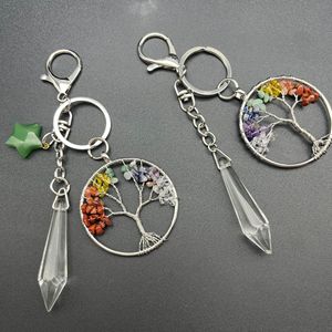 Crystal Tree Of Life <b>Keychain</b> Round Heart Wrapped Wisdom Tree Pendant Colorful Pebble Resin Portable Gift For Teachers Day - Product Image 3